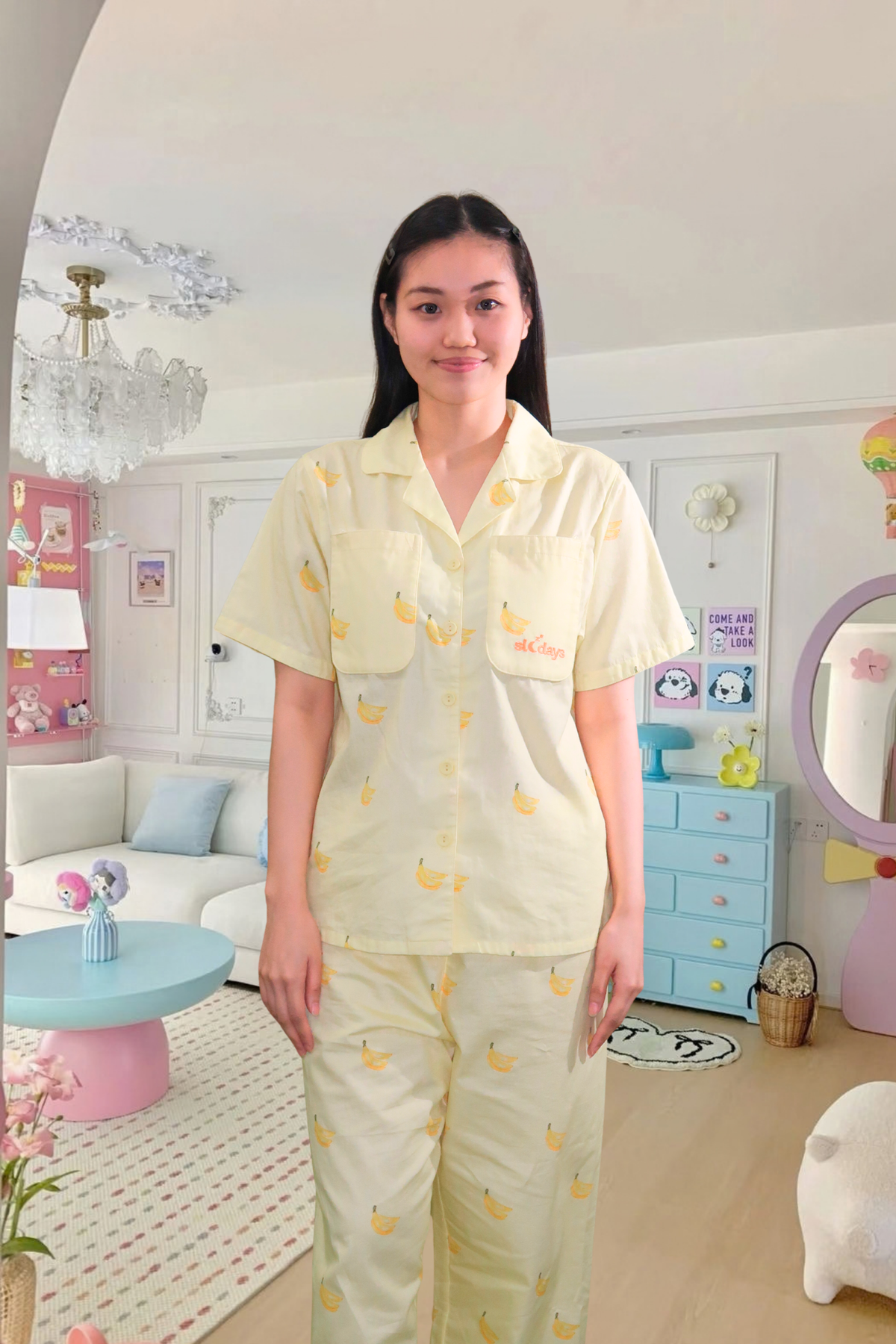 Banana Cotton Satin Oversized Pants Set