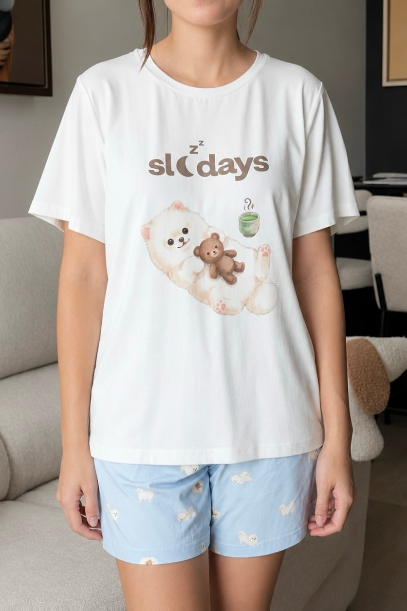 Pom Pom Oversized Modal Non-Padded T-Shirt Set