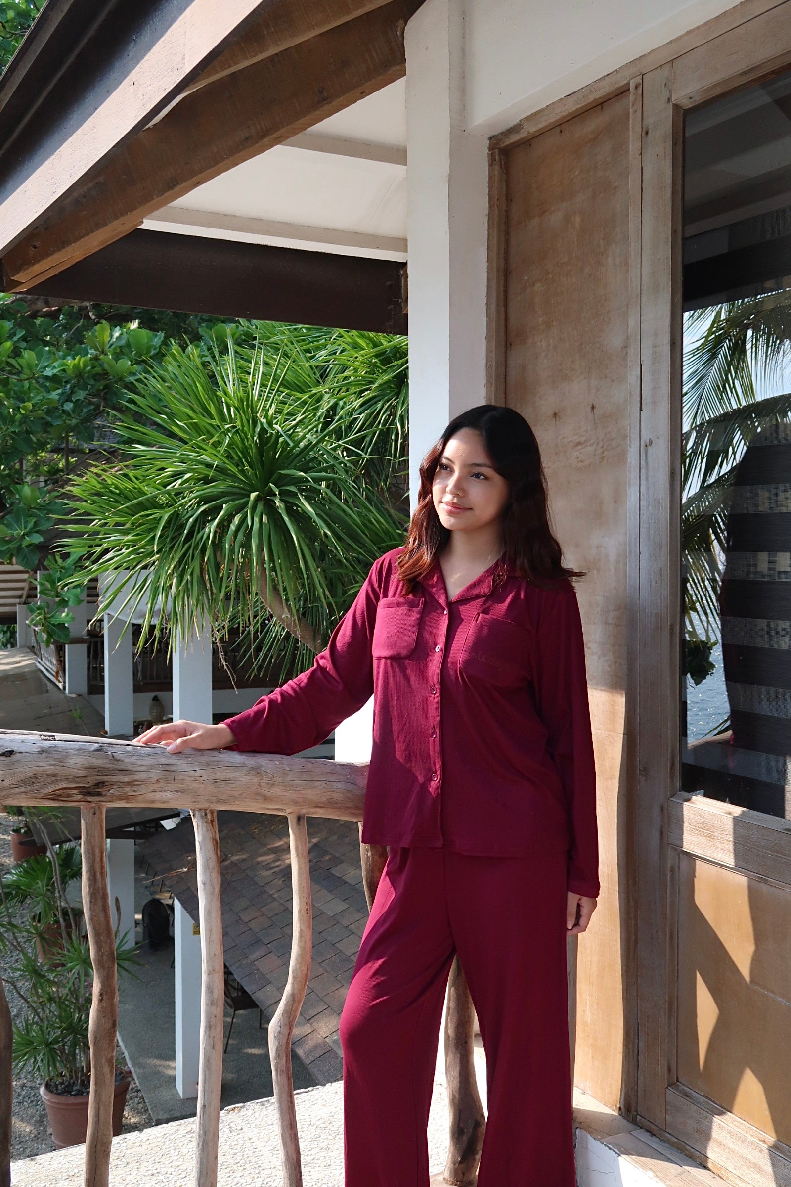 Wine Berry Oversized Cloud Pajama Pants Set