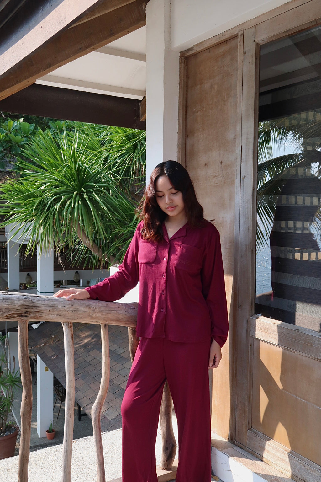 Wine Berry Oversized Cloud Pajama Pants Set